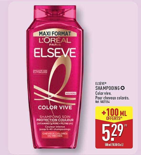 ELSEVE SHAMPOOING Color vive. Pour cheveux colorés.