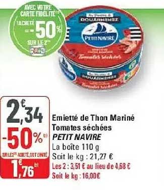 Emietté de Thon Mariné Tomates séchées PETIT NAVIRE