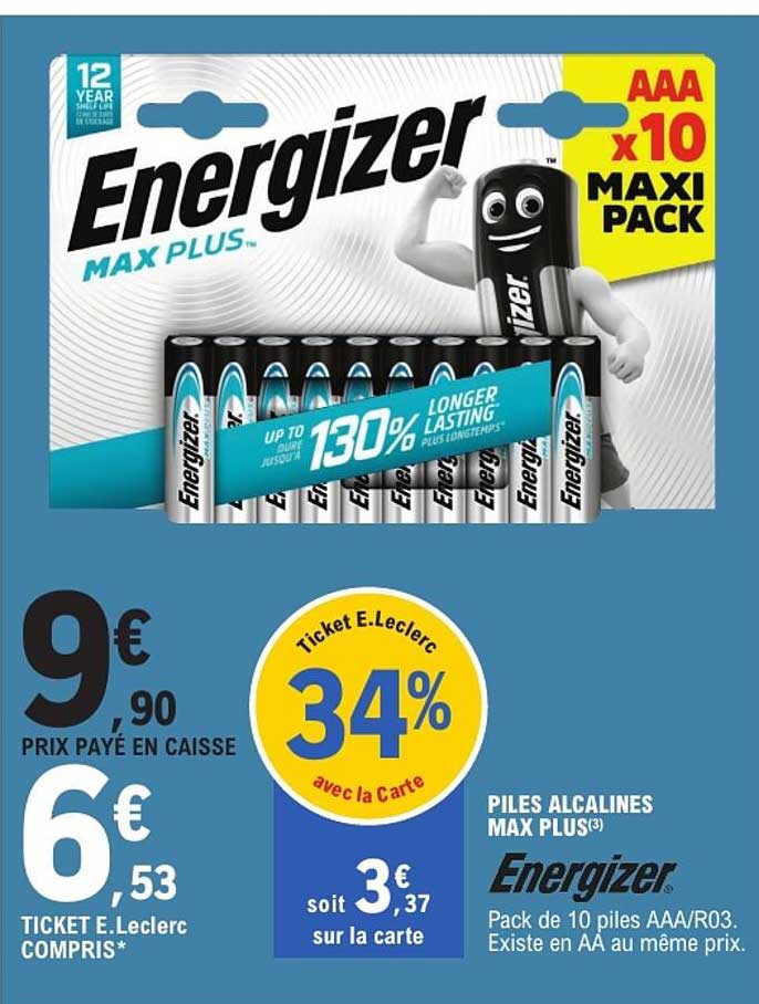 Energizer Max Plus AAA x10 Maxi Pack