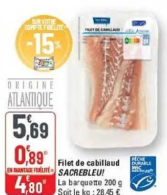 Filet de cabillaud SACRABEL