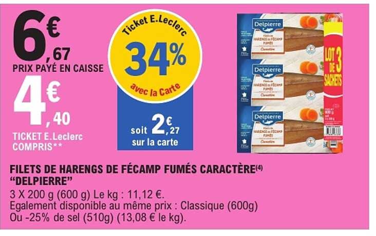 FILETS DE HARENGS DE FÉCAMP FUMÉS CARACTÈRE "DELPIERRE"
