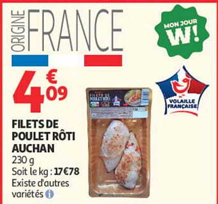FILETS DE POULET RÔTI AUCHAN