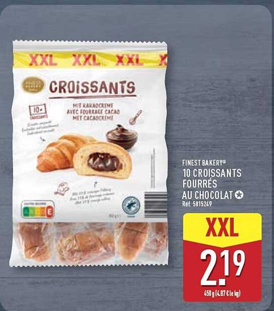 FINEST BAKERY® 10 CROISSANTS FOURRÉS AU CHOCOLAT