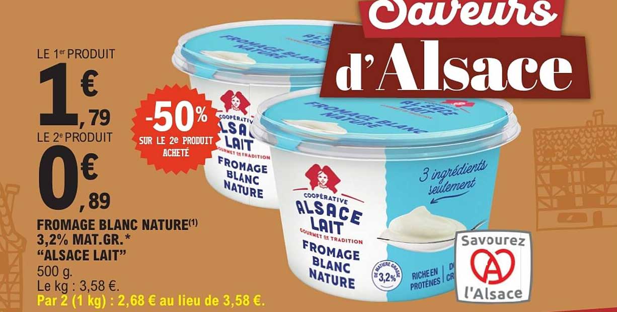 FROMAGE BLANC NATURE 3,2% MAT.GR. "ALSACE LAIT" 500 g