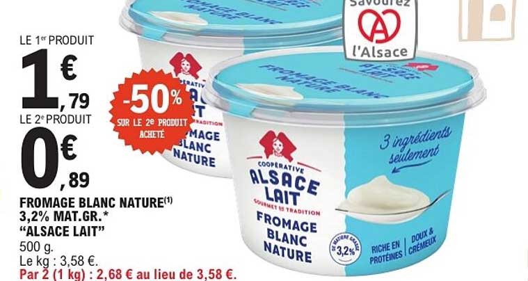 FROMAGE BLANC NATURE(1) 3,2% MAT.GR.* “ALSACE LAIT”