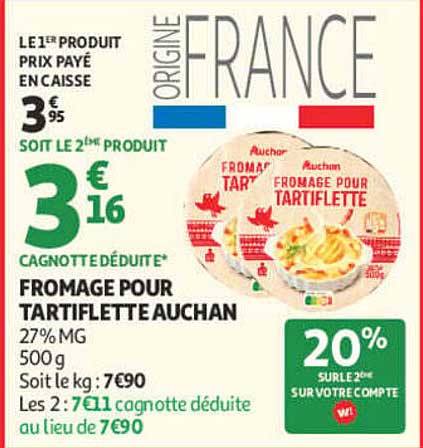 FROMAGE POUR TARTIFLETTE AUCHAN
