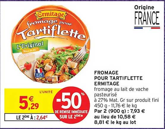 FROMAGE POUR TARTIFLETTE ERMITAGE