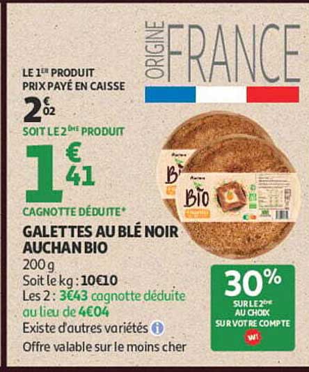 GALETTES AU BLÉ NOIR AUCHAN BIO