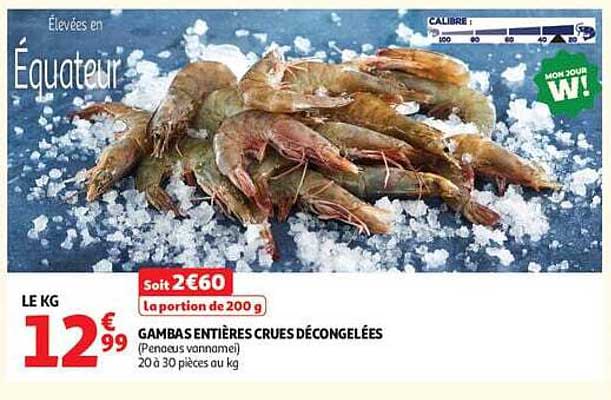 GAMBAS ENTIÈRES CRUES DÉCONGELÉES