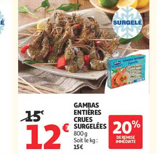 GAMBAS ENTIÈRES CRUES SURGELÉES