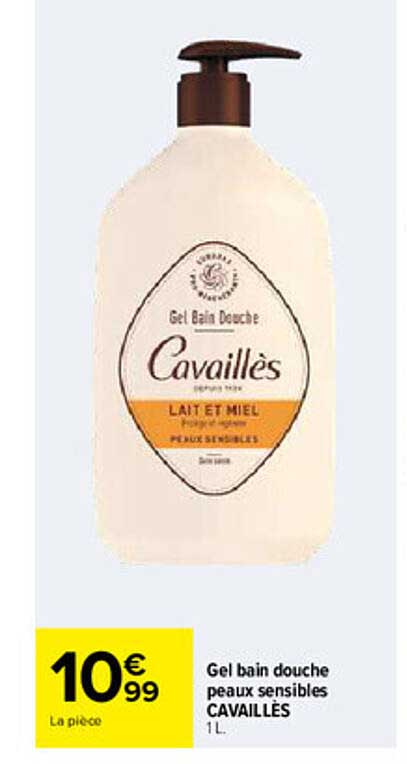 Gel bain douche peaux sensibles CAVAILLES 1L.