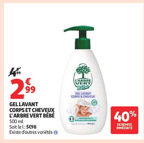 GEL LAVANT CORPS ET CHEVEUX L'ARBRE VERT BÉBÉ