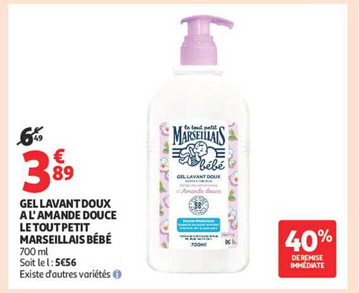 GEL LAVANT DOUX A L'AMANDE DOUCE LE TOUT PETIT MARSEILLAIS BÉBÉ 700 ml