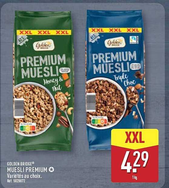 GOLDEN BRIDGE® MUESLI PREMIUM Variétés au choix. Ref. 5020072