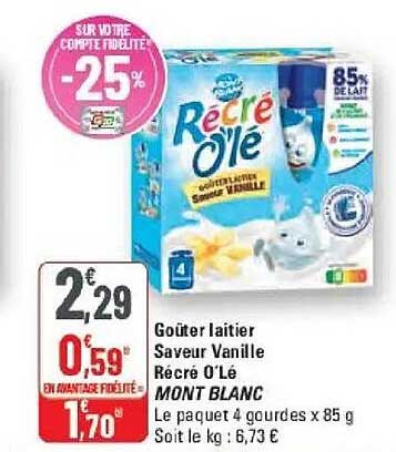 Goûter laitier Saveur Vanille Récré O’Lé MONT BLANC