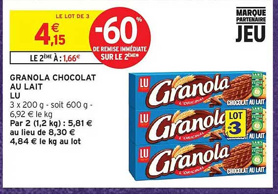 GRANOLA CHOCOLAT AU LAIT LU