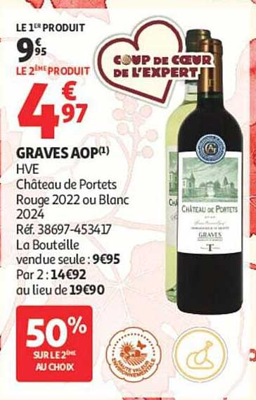 GRAVES AOP(1) HVE Château de Portets Rouge 2022 ou Blanc 2024