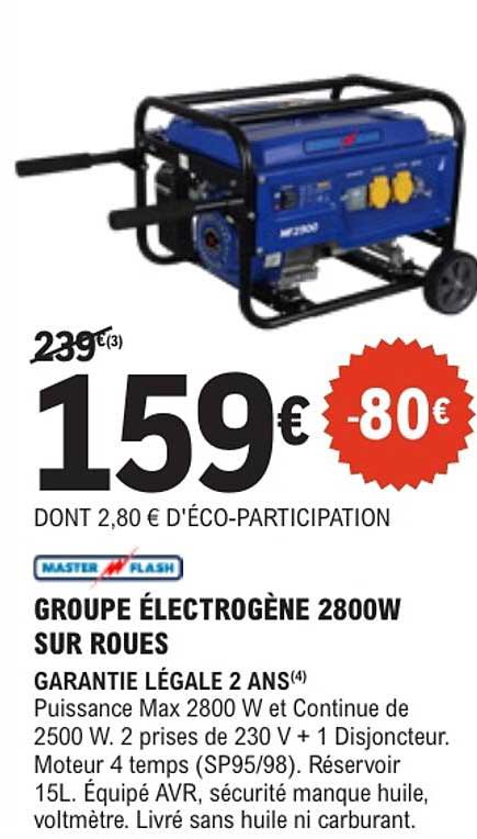 GROUPE ÉLECTROGÈNE 2800W SUR ROUES