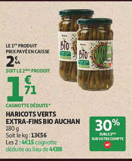HARICOTS VERTS EXTRA-FINS BIO AUCHAN