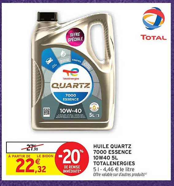 HUILE QUARTZ 7000 ESSENCE 10W40 5L TOTALERGIES