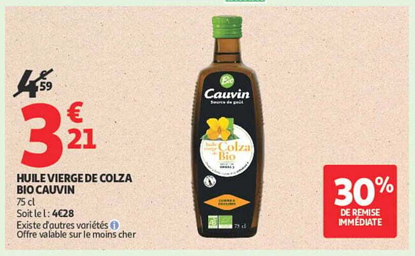 HUILE VIERGE DE COLZA BIO CAUVIN