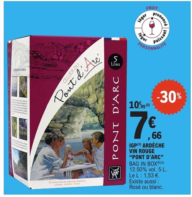 IGP ARDÈCHE VIN ROUGE “PONT D’ARC” BAG IN BOX 12.50% vol. 5 L