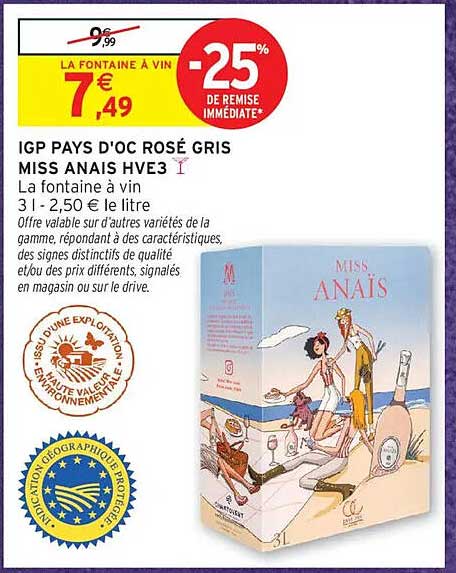 IGP PAYS D'OC ROSÉ GRIS MISS ANAIS HVE3