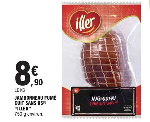 JAMBONNEAU FUMÉ CUIT SANS OS “ILLER” 750 g environ.