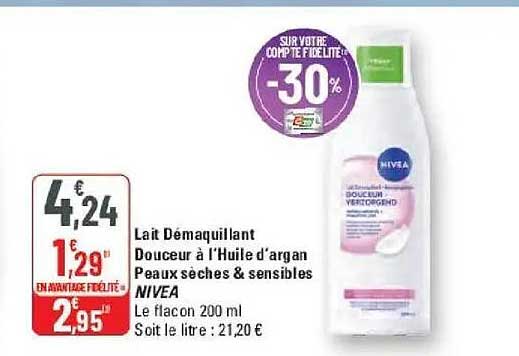 Lait Démaquillant Douceur à l’Huile d’argan Peaux sèches & sensibles NIVEA