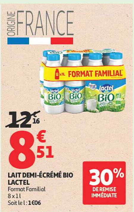 LAIT DEMI-ÉCRÉMÉ BIO LACTEL