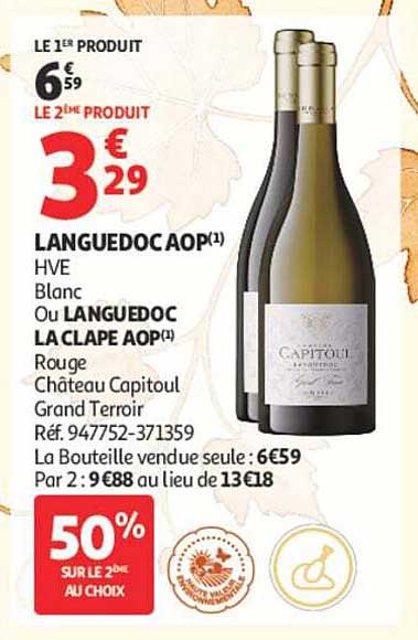 LANGUEDOC AOP(1) HVE Blanc Ou LANGUEDOC LA CLAPE AOP(1) Rouge Château Capitoul Grand Terroir Réf. 947752-371359
