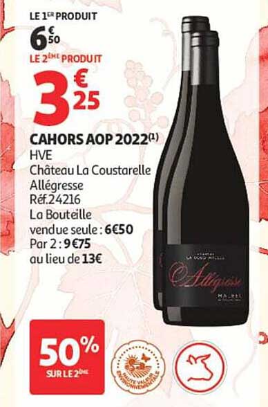 LE 1ER PRODUIT 6€50 LE 2EME PRODUIT 3€25