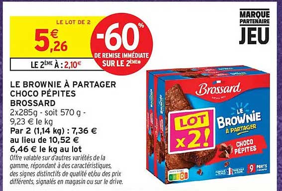 LE BROWNIE À PARTAGER CHOCO PÉPITES BROSSARD