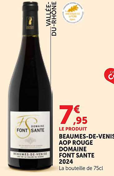 LE PRODUIT BEAUMES-DE-VENISE AOP ROUGE DOMAINE FONT SANTE 2024