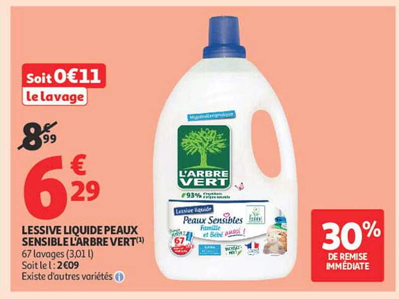 LESSIVE LIQUIDE PEAUX SENSIBLES L'ARBRE VERT