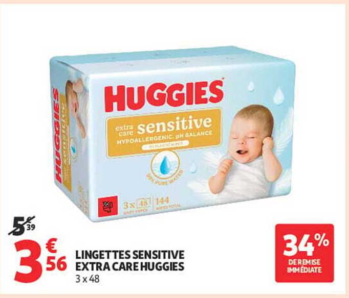 LINGETTES SENSITIVE EXTRA CARE HUGGIES 3 x 48