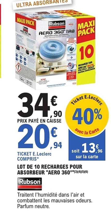LOT DE 10 RECHARGES POUR ABSORBEUR "AERO 360"