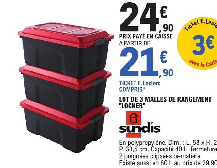 LOT DE 3 MALLES DE RANGEMENT "LOCKER"