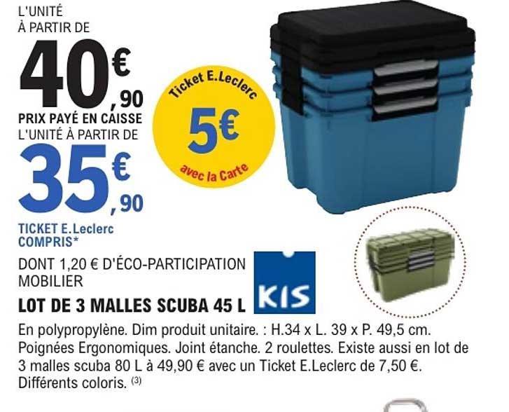 LOT DE 3 MALLES SCUBA 45 L