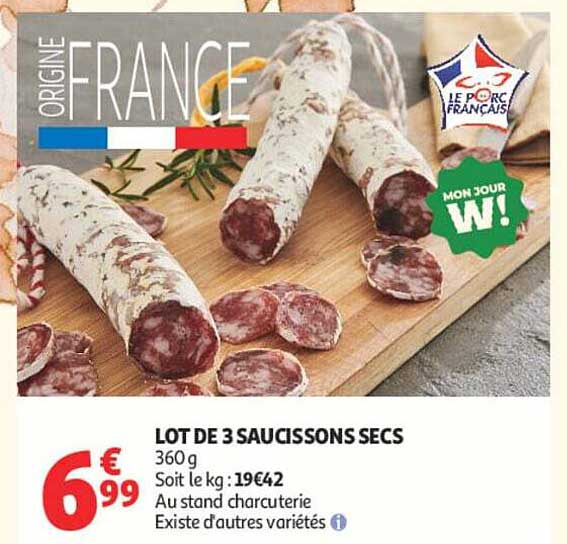 LOT DE 3 SAUCISSONS SECS