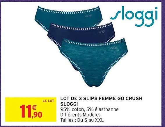 LOT DE 3 SLIPS FEMME GO CRUSH SLOGGI