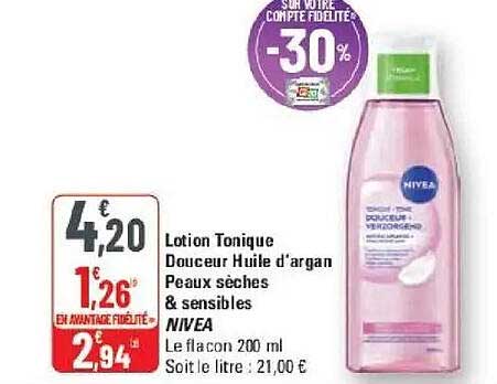 Lotion Tonique Douceur Huile d’argan Peaux sèches & sensibles NIVEA