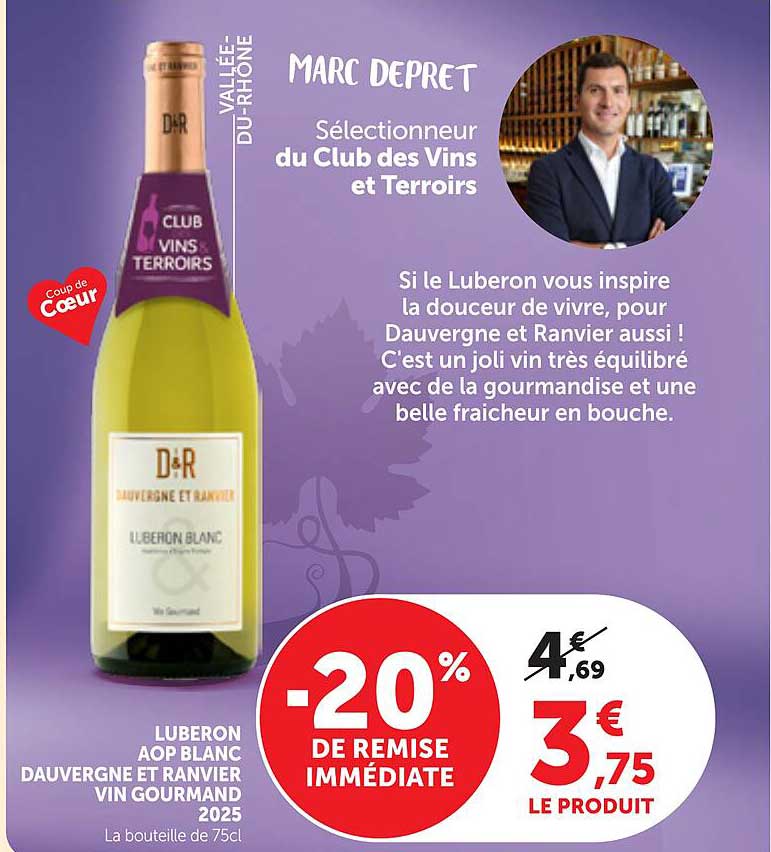 LUBERON AOP BLANC DAUVERGNE ET RANVIER VIN GOURMAND 2025