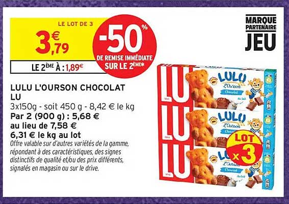 LULU L'OURSON CHOCOLAT LU