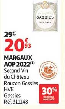 MARGAUX AOP 2022(1) Second Vin du Château Rauzan Gassies HVE Gassies Réf. 311148