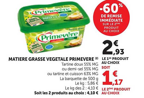 MATIERE GRASSE VEGETALE PRIMEVERE
