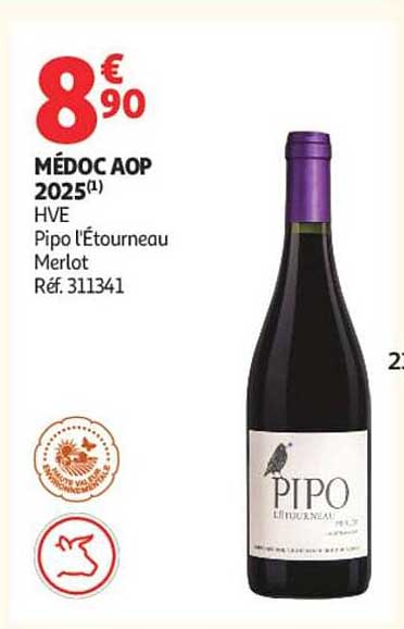 MÉDOC AOP 2025(1) HVE Pipo L’Étourneau Merlot Réf. 311341