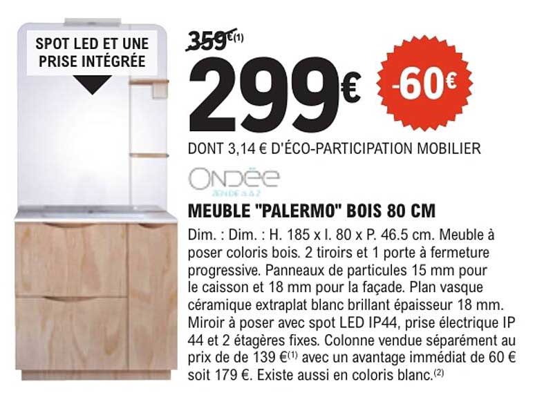 MEUBLE "PALERMO" BOIS 80 CM