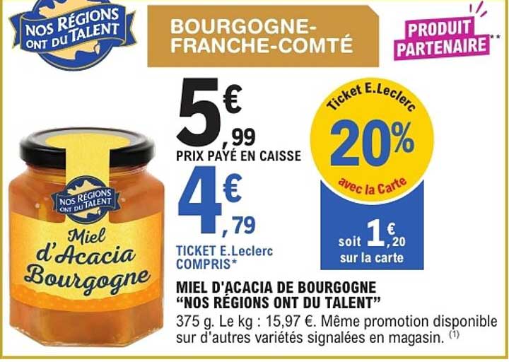 Miel d’Acacia de Bourgogne “Nos Régions ont du talent”
