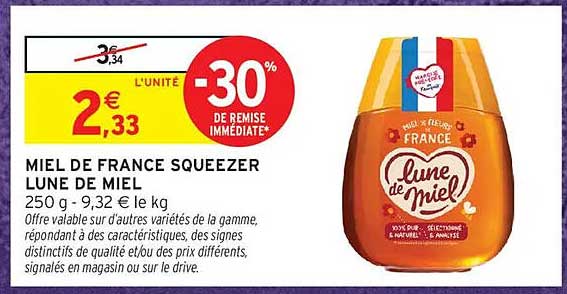 Miel de France Squeezer Lune de miel 250 g